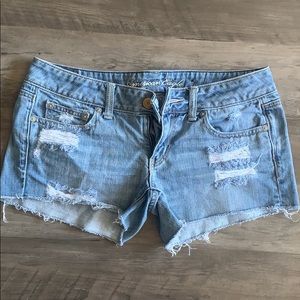 American Eagle faded distressed denim shorts